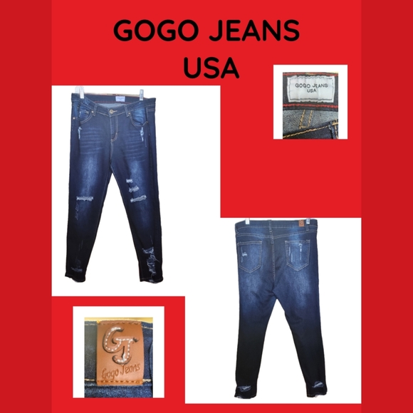 GOGO USA Denim - GOGO JEANS USA DESTROYED DISTRESSED DESIGNER BOYFRIEND JEANS